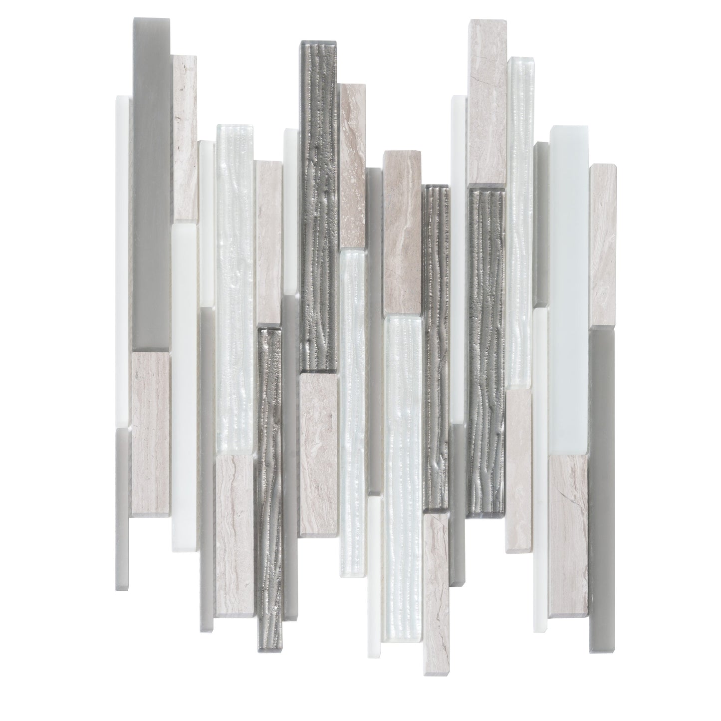 Apollo Tile White, Gray 11-in x 11-in Polished Natural stone Marble Brick look Mosaic Floor and Wall Tile product image