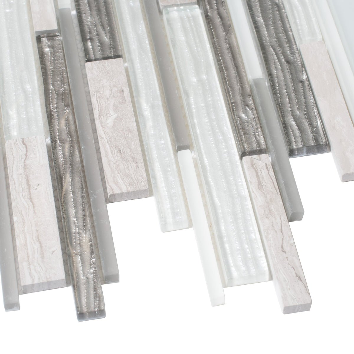 Apollo Tile (Sample) White, Gray 4-in x 4-in Polished Glass/Metal/Stone Marble Brick Look Floor and Wall Tile