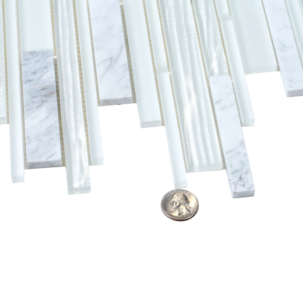 Apollo Tile (Sample) White 4-in x 4-in Honed Marble Linear Mosaic Floor and Wall Tile