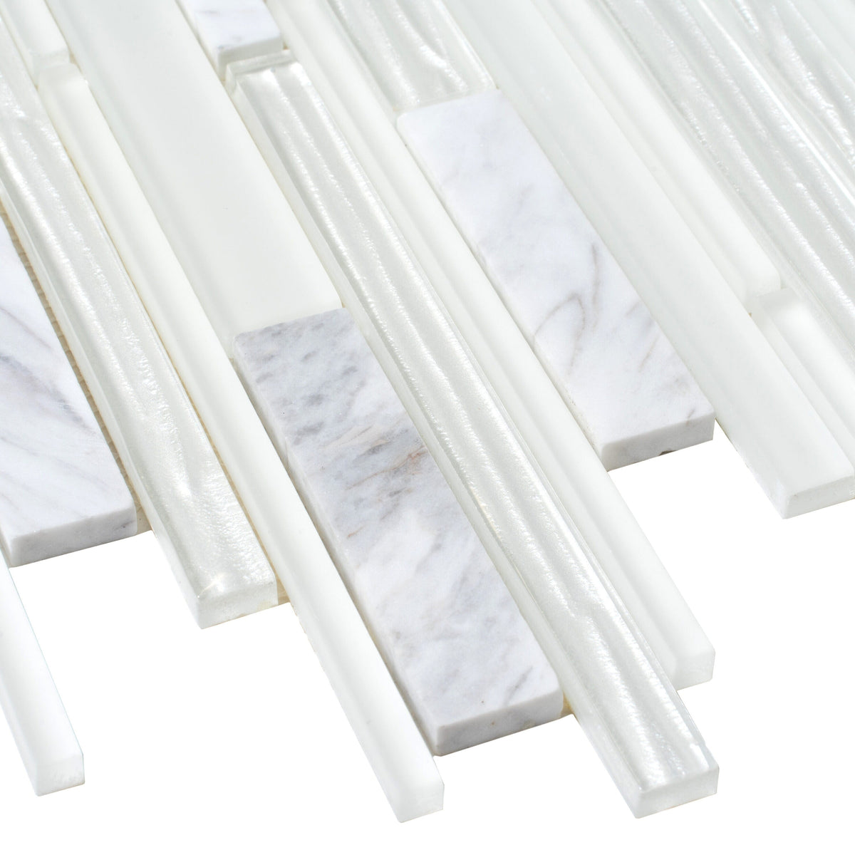 Apollo Tile (Sample) White 4-in x 4-in Honed Marble Linear Mosaic Floor and Wall Tile