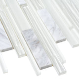 Apollo Tile (Sample) White 4-in x 4-in Honed Marble Linear Mosaic Floor and Wall Tile