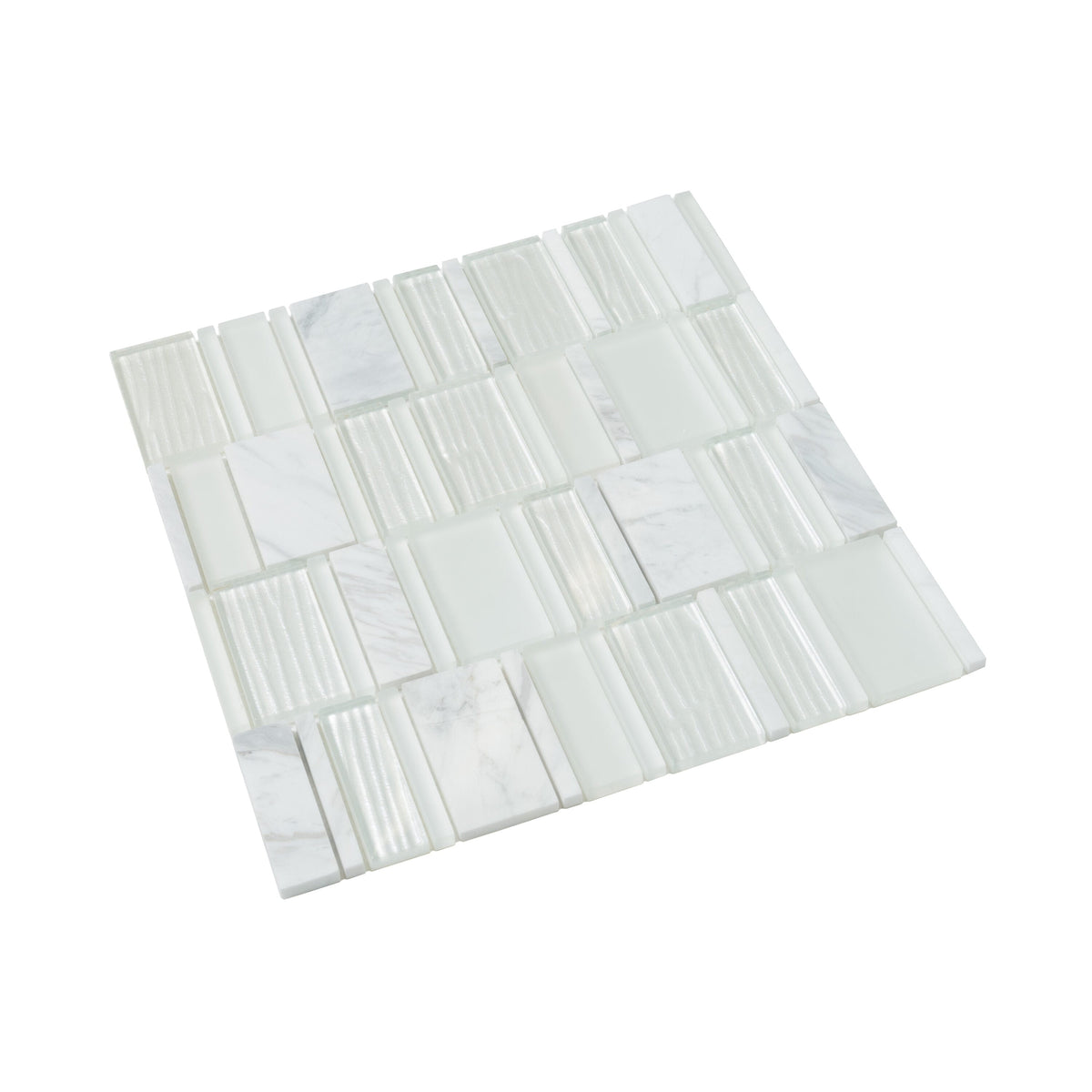 Apollo Tile (Sample) White 4-in x 4-in Honed Marble Mixed Pattern Mosaic Floor and Wall Tile