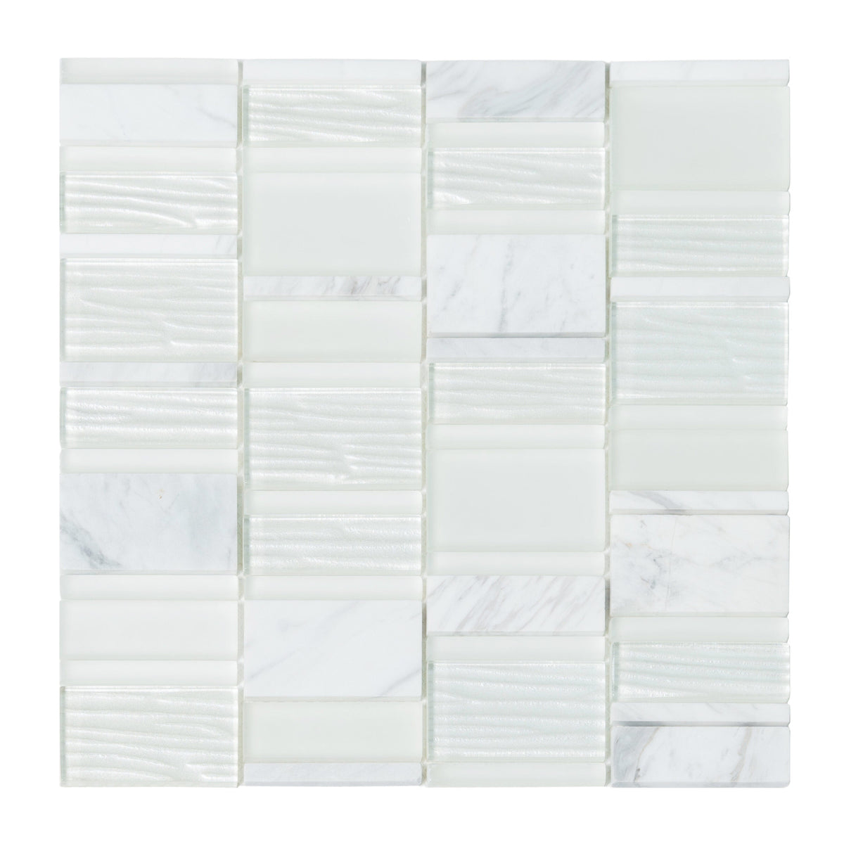 Apollo Tile (Sample) White 4-in x 4-in Honed Marble Mixed Pattern Mosaic Floor and Wall Tile