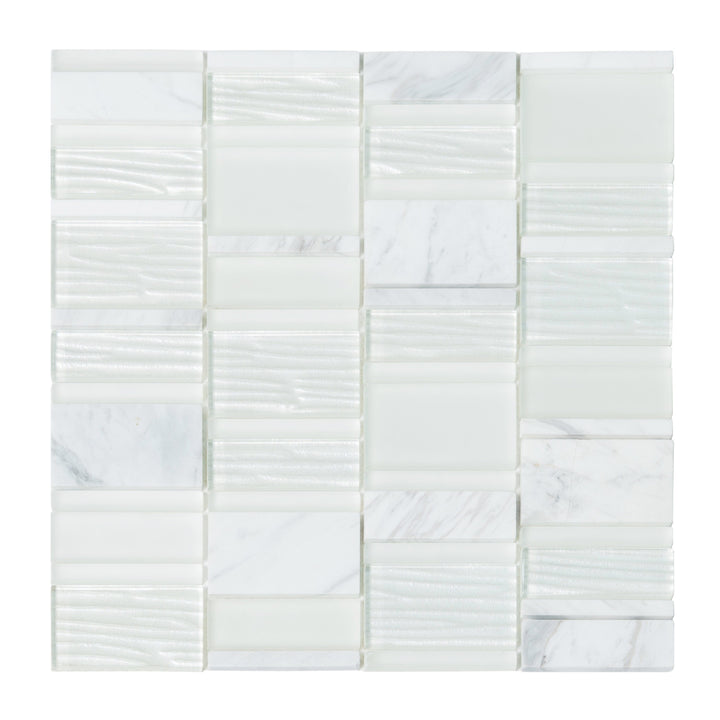 Apollo Tile (Sample) White 4-in x 4-in Honed Marble Mixed Pattern Mosaic Floor and Wall Tile