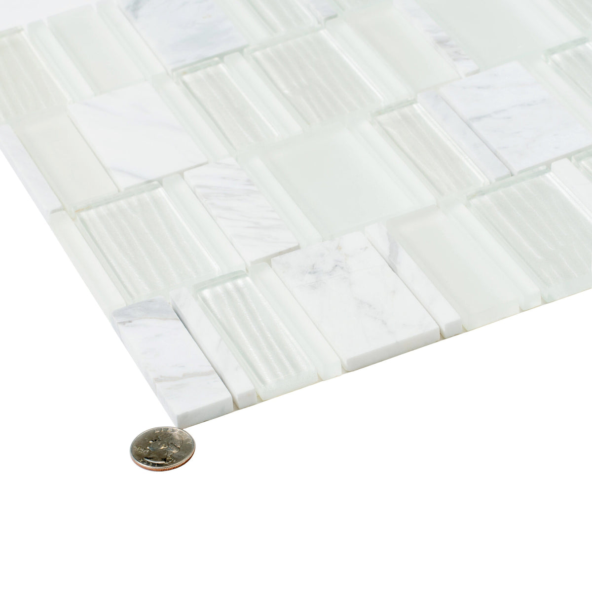 Apollo Tile (Sample) White 4-in x 4-in Honed Marble Mixed Pattern Mosaic Floor and Wall Tile