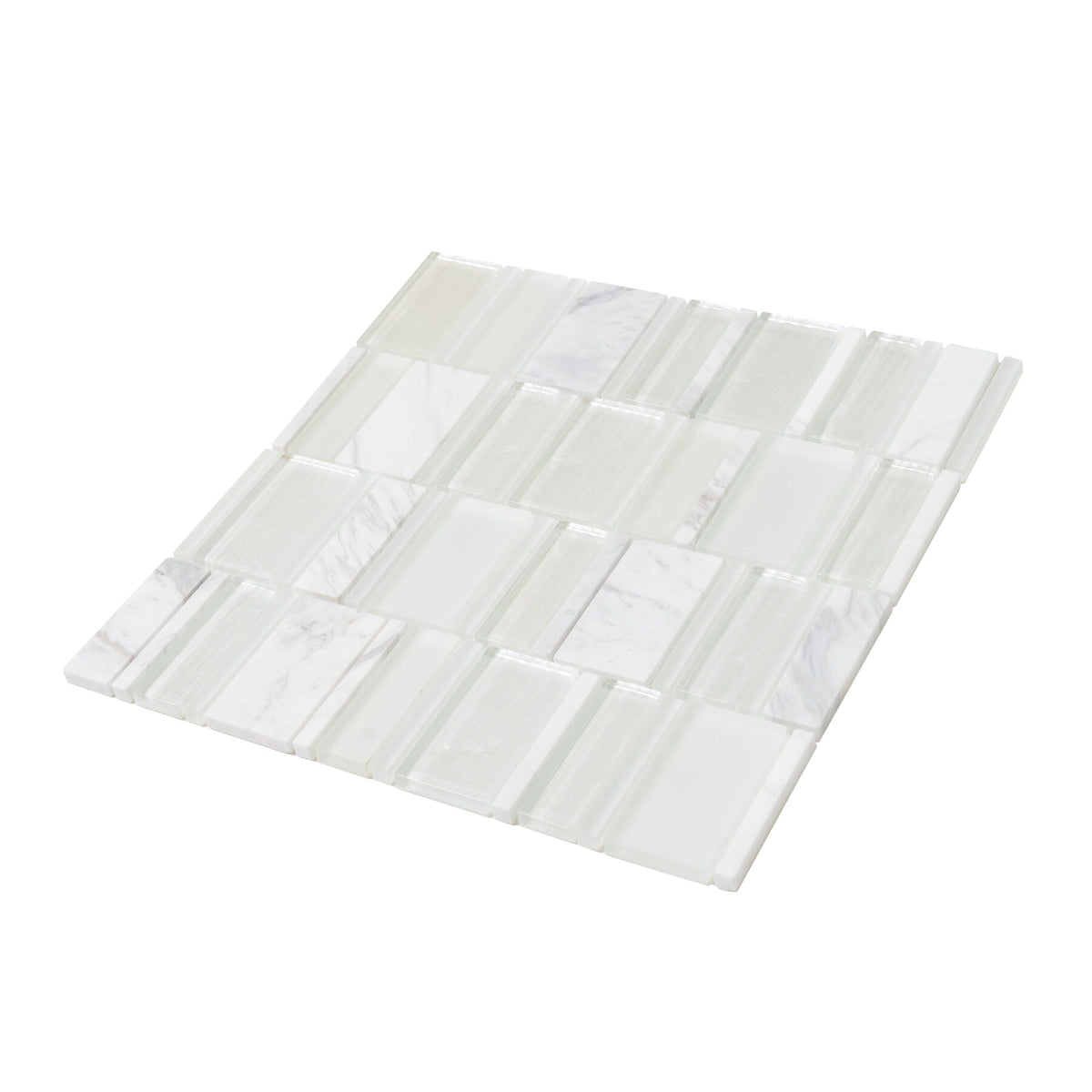 Apollo Tile (Sample) White 4-in x 4-in Honed Marble Mixed Pattern Mosaic Floor and Wall Tile