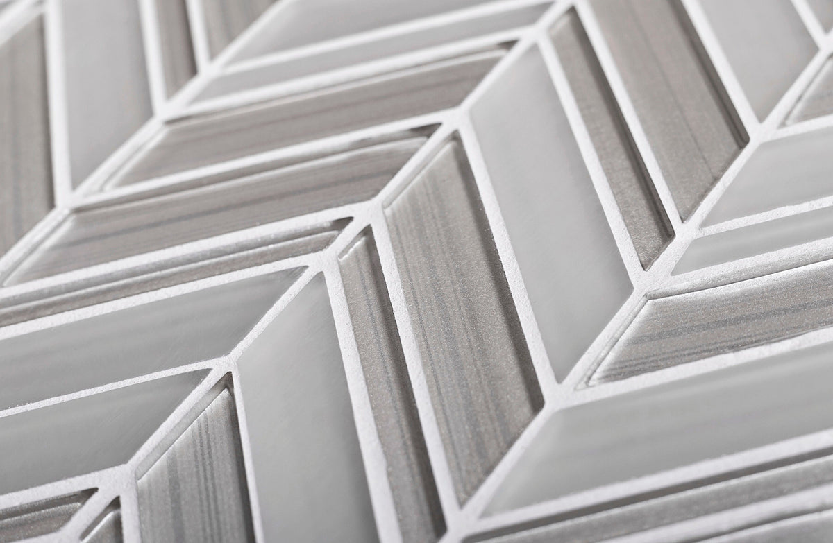 Apollo Tile (Sample) Glacier Pearl White 4-in x 4-in Polished Glass Chevron Mosaic Floor and Wall Tile