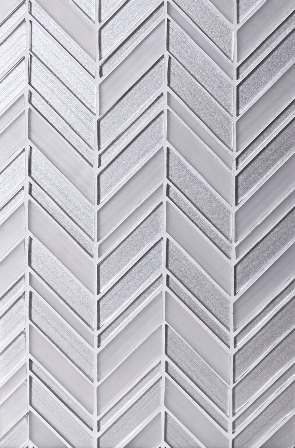 Apollo Tile (Sample) Glacier Pearl White 4-in x 4-in Polished Glass Chevron Mosaic Floor and Wall Tile