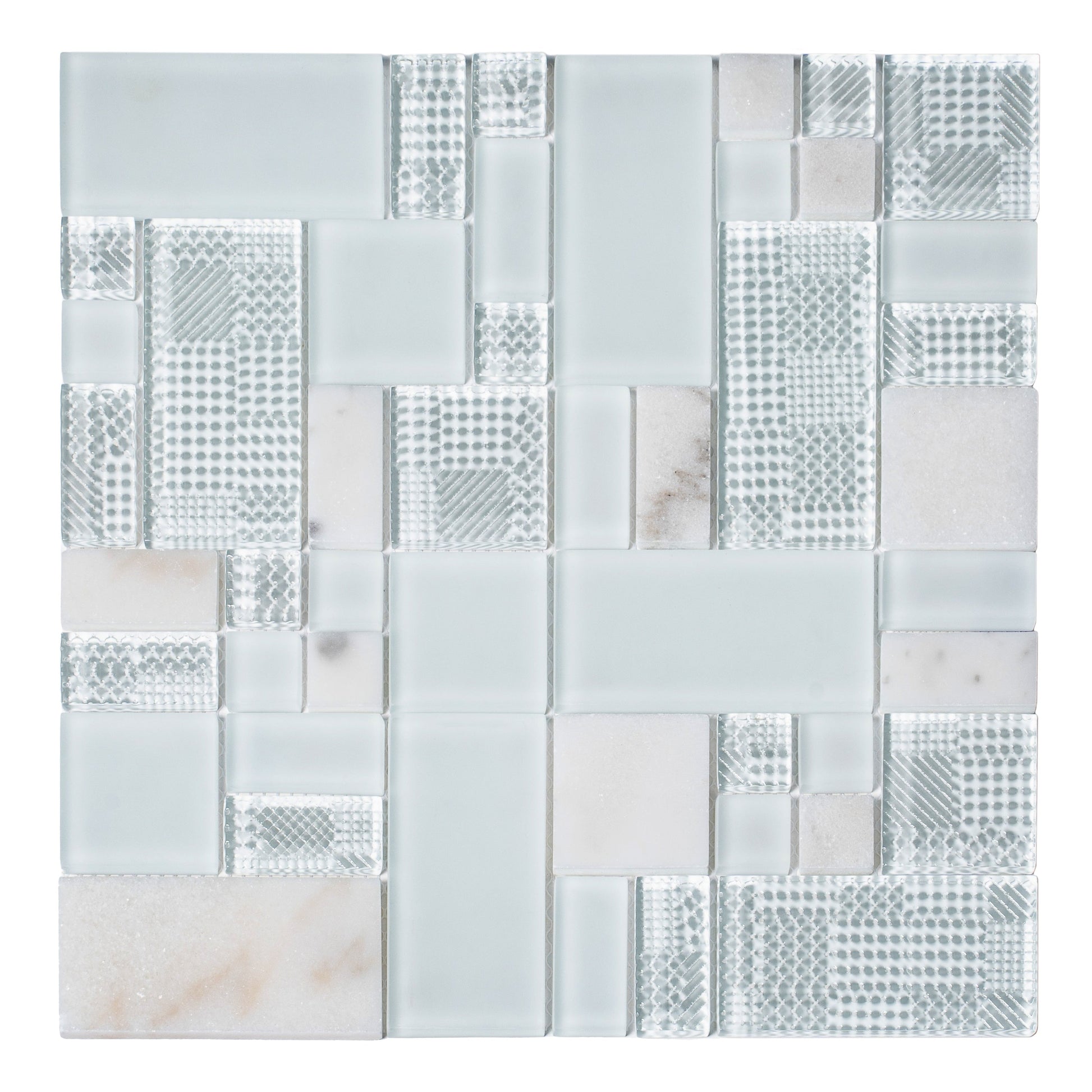 Apollo Tile Soleil White 12-in x 12-in Multi-finish Natural stone Marble Patterned Mosaic Floor and Wall Tile product image