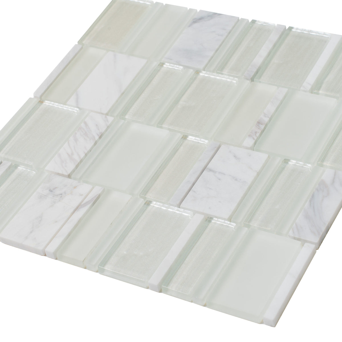 Apollo Tile (Sample) White 4-in x 4-in Honed Marble Mixed Pattern Mosaic Floor and Wall Tile
