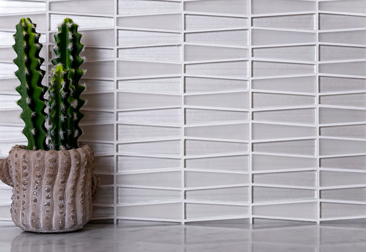 Apollo Tile Glacier Pearl White 12-in x 13-in Polished Glass Linear Floor and Wall Tile (5.38-sq. ft/ Carton)
