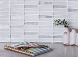 Apollo Tile Glacier White and Gray 12-in x 13-in Polished Glass Linear Floor and Wall Tile (5.38-sq. ft/ Carton)