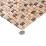 Apollo Tile (Sample) Wall Tile Mini Square Gold and Brown 4-in x 4-in Glossy Glass/Metal/Stone Marble Wall Tile