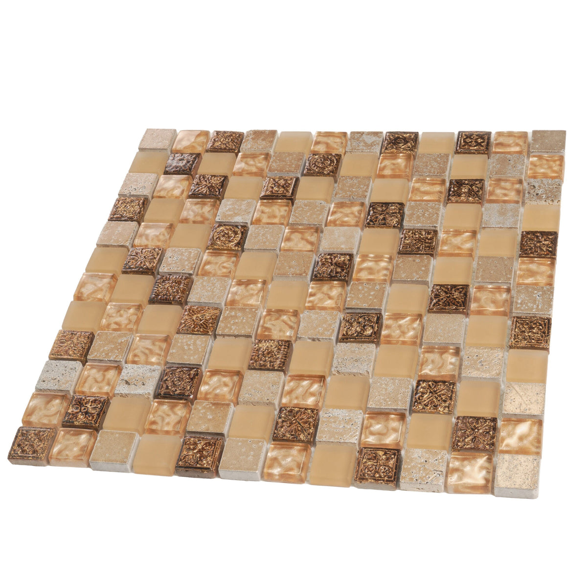 Apollo Tile Phoenix Beige 12-in x 12-in Glossy Glass, Stone Marble Uniform Squares Wall Tile (4.75-sq. ft/ Carton)