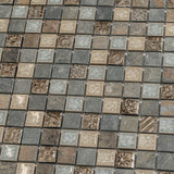 Apollo Tile Mini Square Beige and Brown 12-in x 12-in Glossy Glass; Stone Quartz Uniform Squares Floor and Wall Tile (4.75-sq. ft/ Carton)