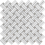 Apollo Tile White, Beige 11-in x 11-in Polished Natural Stone Marble Basketweave Marble Look Floor and Wall Tile (4.47-sq. ft/ Carton)