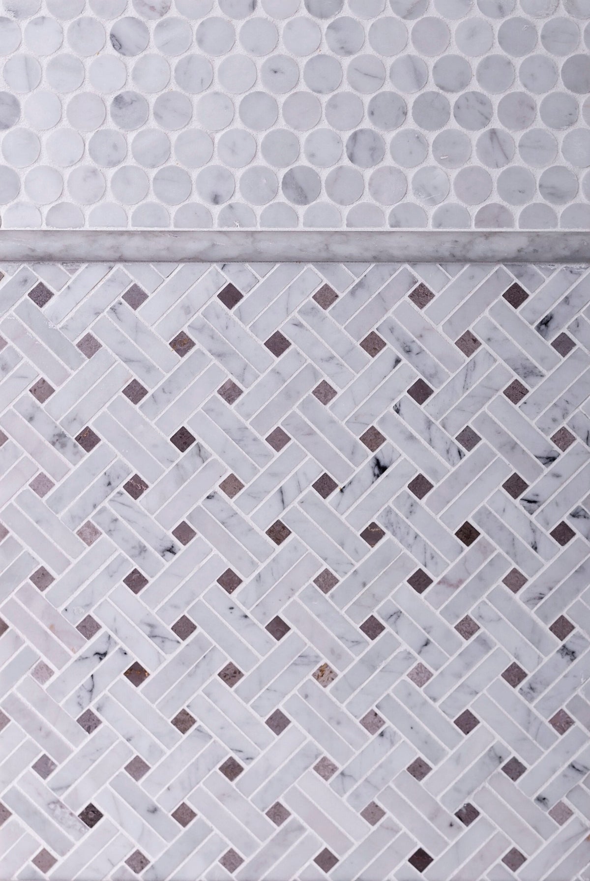 Apollo Tile White, Beige 11-in x 11-in Polished Natural Stone Marble Basketweave Marble Look Floor and Wall Tile (4.47-sq. ft/ Carton)