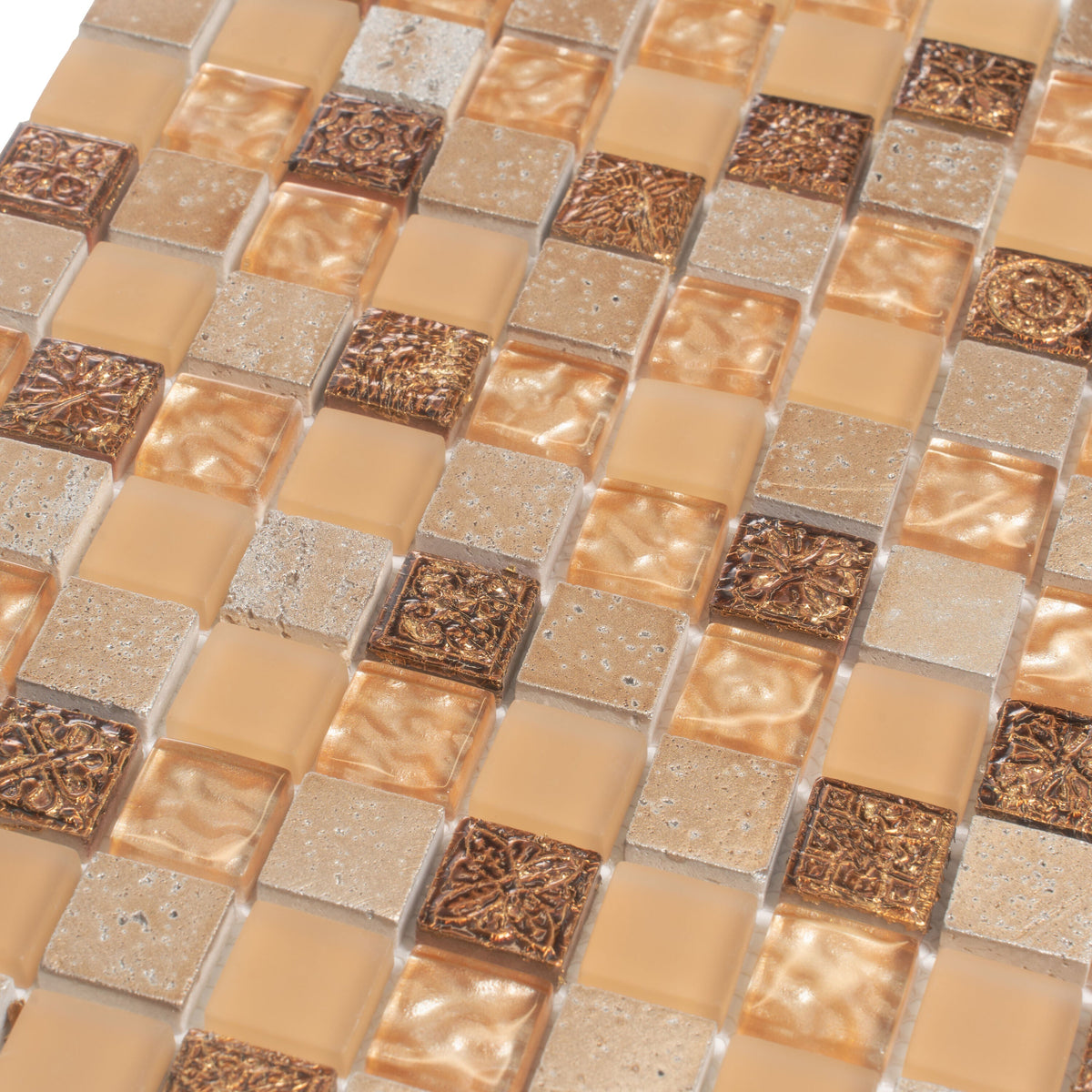 Apollo Tile Phoenix Beige 12-in x 12-in Glossy Glass, Stone Marble Uniform Squares Wall Tile (4.75-sq. ft/ Carton)