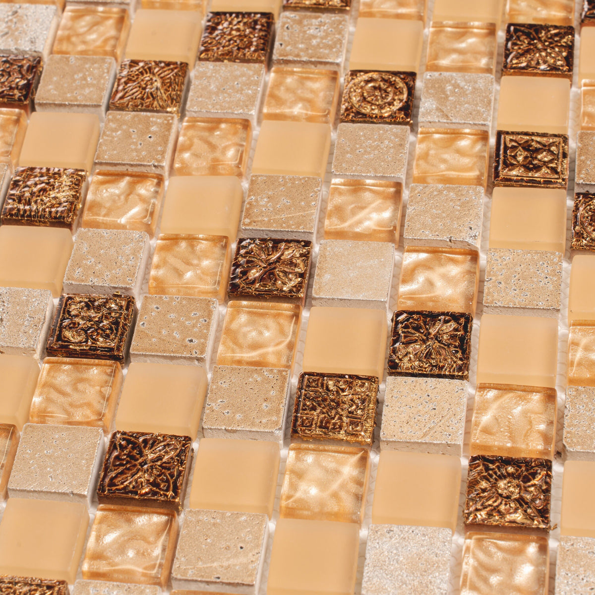 Apollo Tile Phoenix Beige 12-in x 12-in Glossy Glass, Stone Marble Uniform Squares Wall Tile (4.75-sq. ft/ Carton)