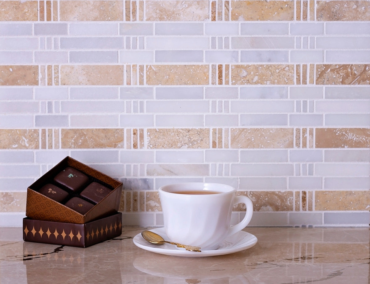 Apollo Tile Heritage White 12-in x 12-in Polished Natural Stone Marble Linear Floor and Wall Tile (5-sq. ft/ Carton)