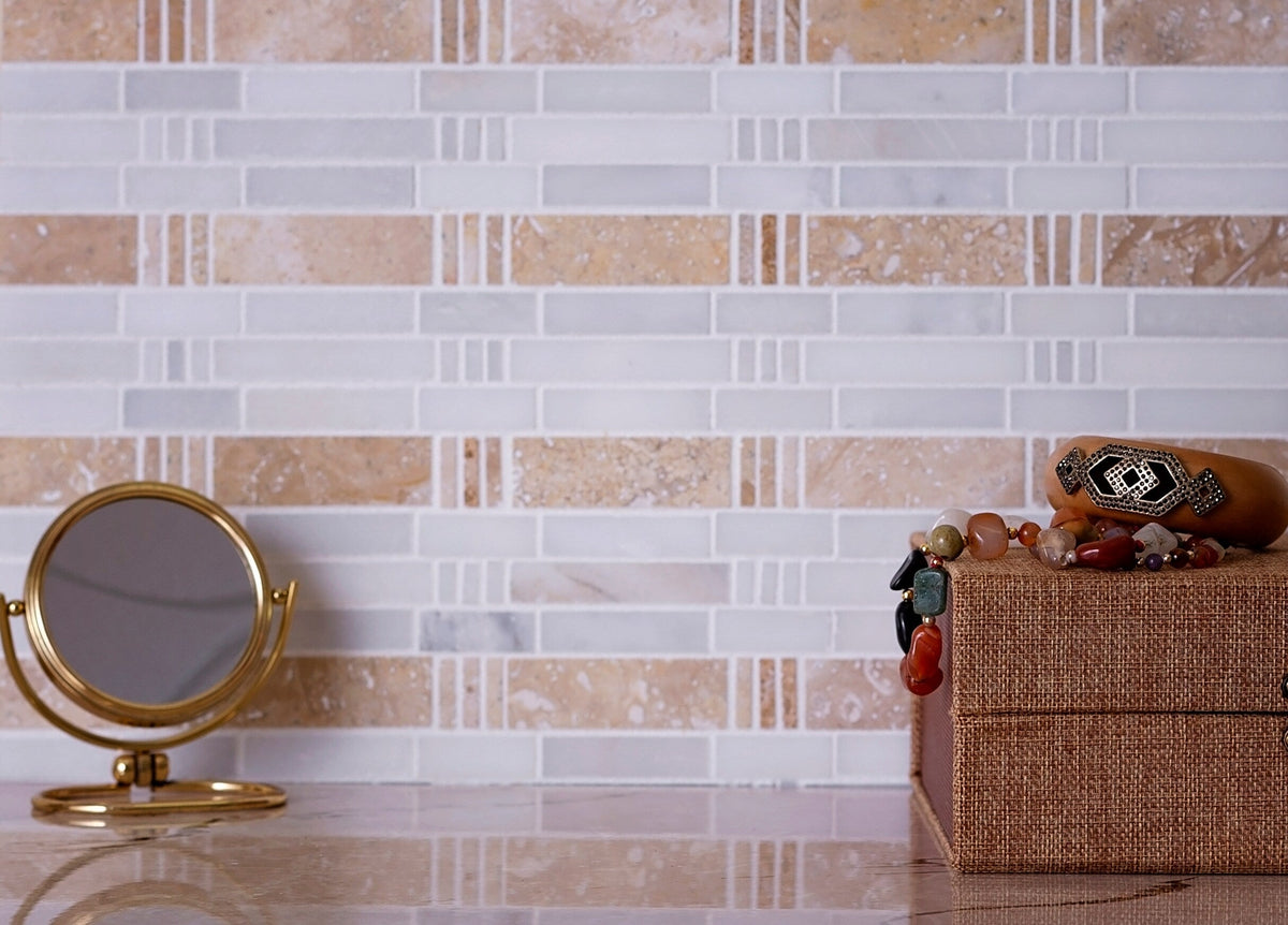 Apollo Tile Heritage White 12-in x 12-in Polished Natural Stone Marble Linear Floor and Wall Tile (5-sq. ft/ Carton)