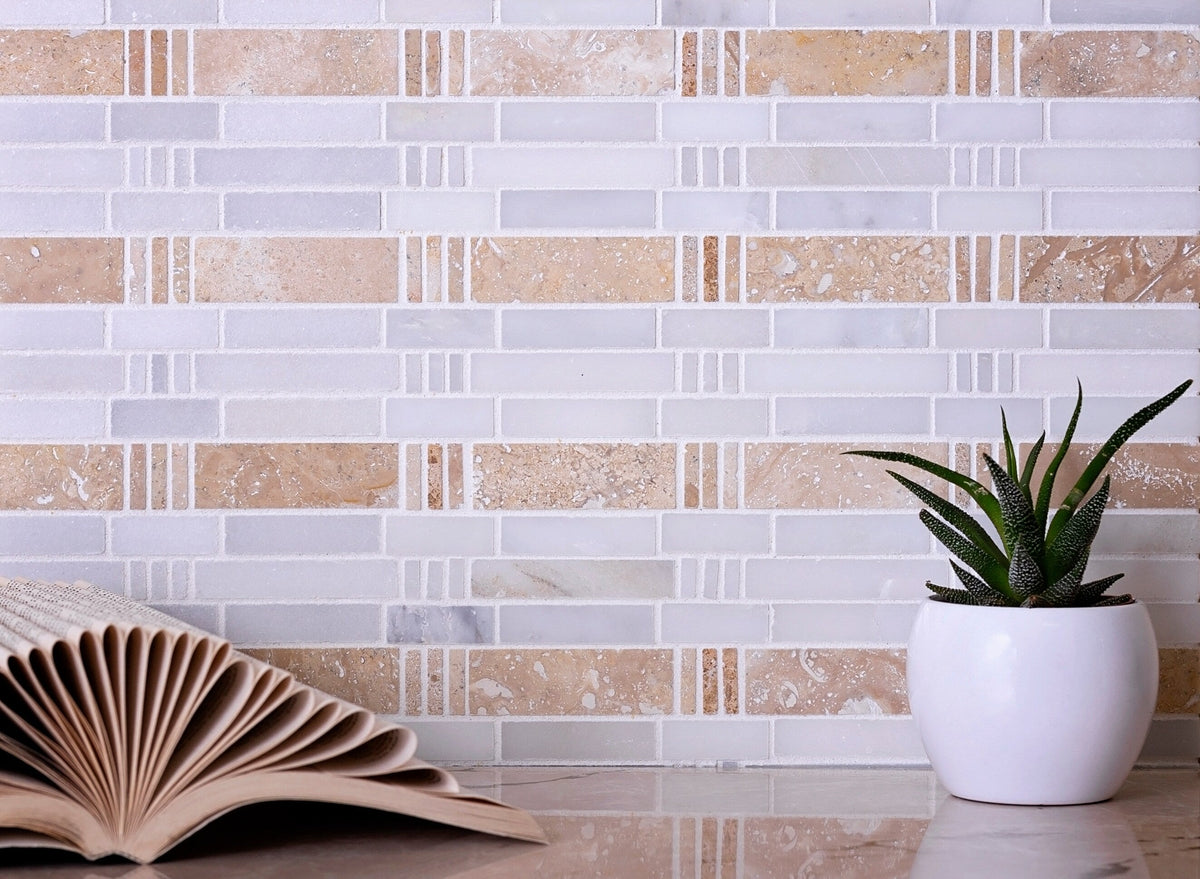 Apollo Tile Heritage White 12-in x 12-in Polished Natural Stone Marble Linear Floor and Wall Tile (5-sq. ft/ Carton)