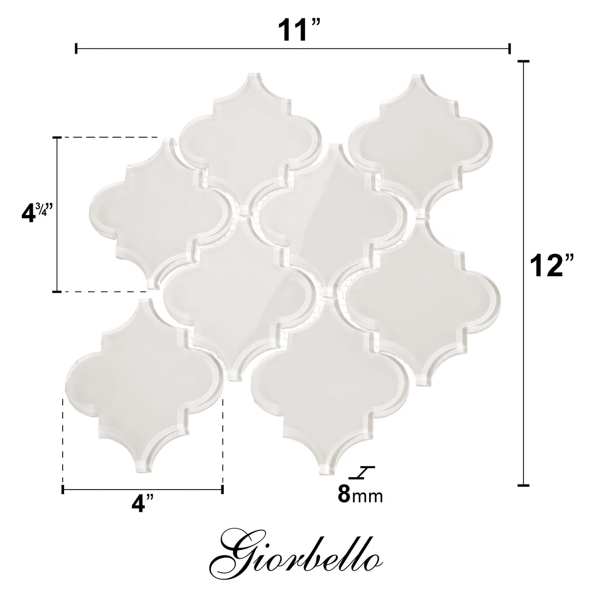 Giorbello (Sample) Glass Arabesque Tiles Alabaster 4-1/2-in x 4-1/2-in Glossy Glass Lantern Mosaic Wall Tile