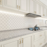 Giorbello (Sample) Glass Arabesque Tiles Alabaster 4-1/2-in x 4-1/2-in Glossy Glass Lantern Mosaic Wall Tile