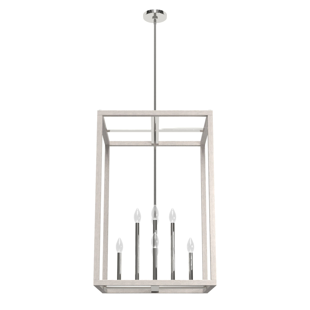 Hunter Squire Manor 8-Light Chrome Modern/Contemporary Square LED Medium Hanging Kitchen Island Light