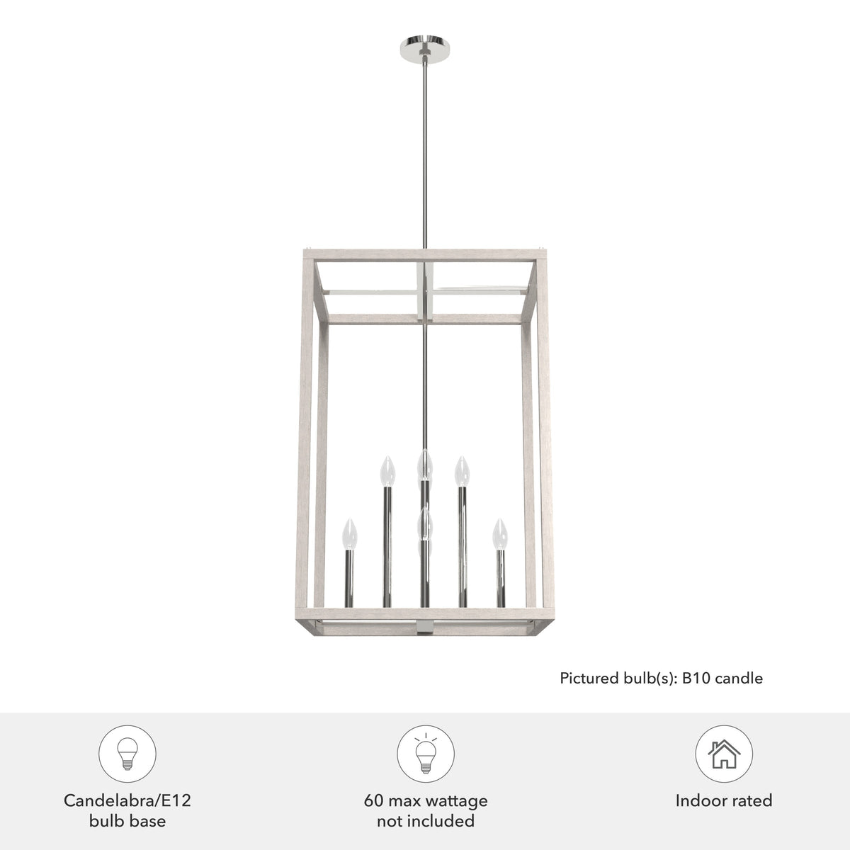 Hunter Squire Manor 8-Light Chrome Modern/Contemporary Square LED Medium Hanging Kitchen Island Light