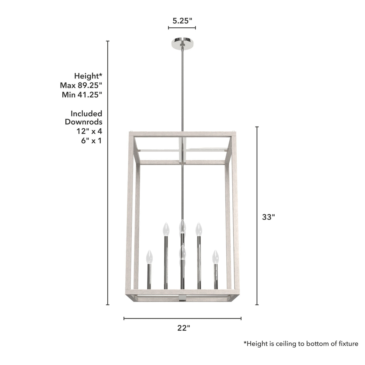 Hunter Squire Manor 8-Light Chrome Modern/Contemporary Square LED Medium Hanging Kitchen Island Light