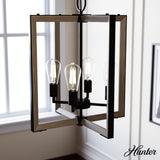Hunter Woodburn 4-Light Noble Bronze Modern/Contemporary Square LED Medium Hanging Kitchen Island Light
