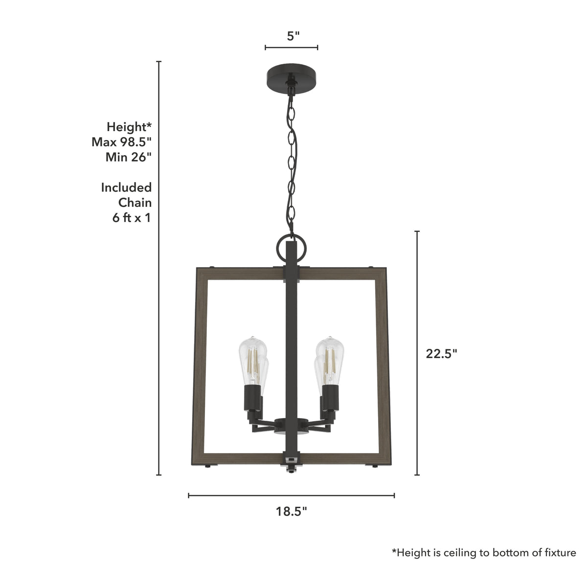 Hunter Woodburn 4-Light Noble Bronze Modern/Contemporary Square LED Medium Hanging Kitchen Island Light