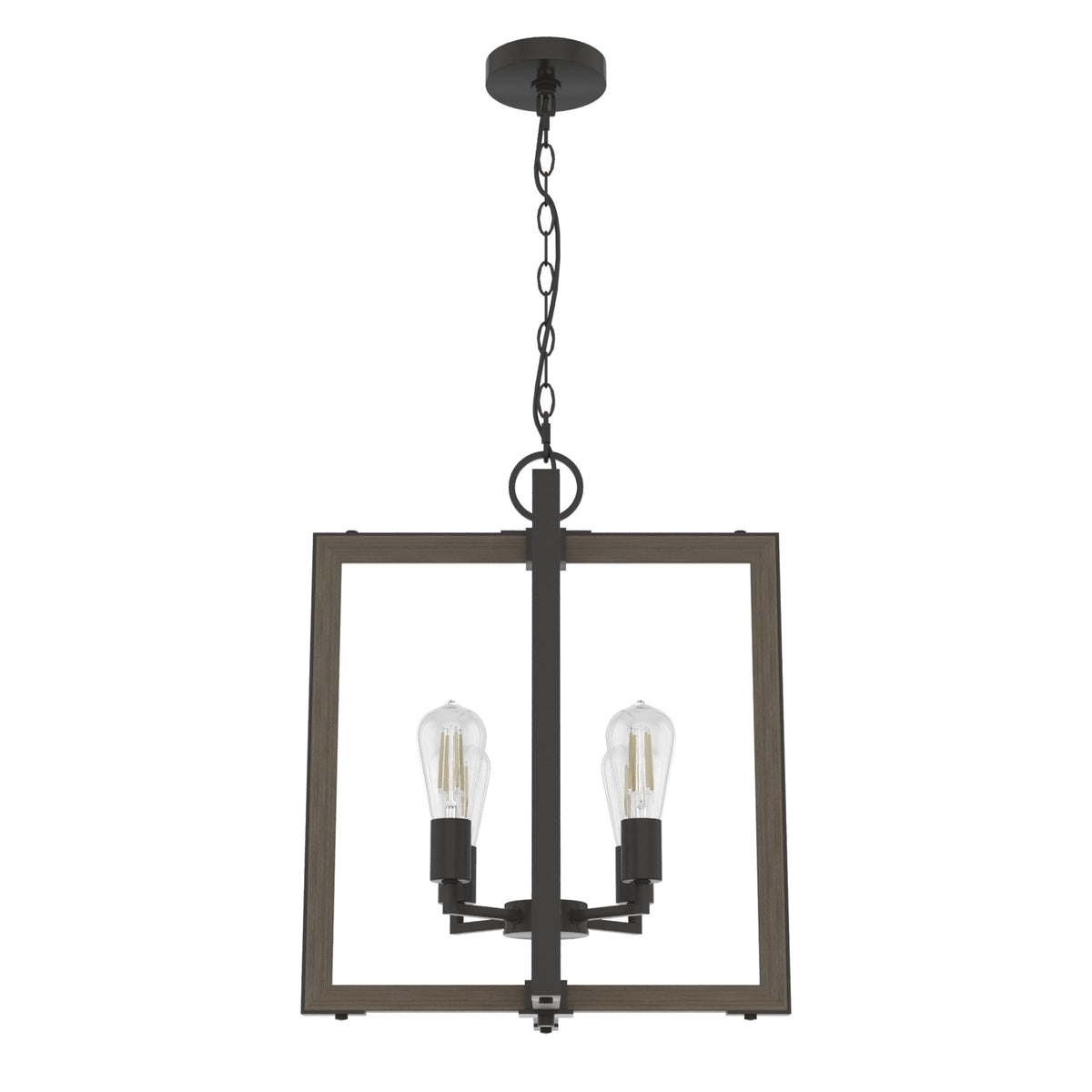 Hunter Woodburn 4-Light Noble Bronze Modern/Contemporary Square LED Medium Hanging Kitchen Island Light