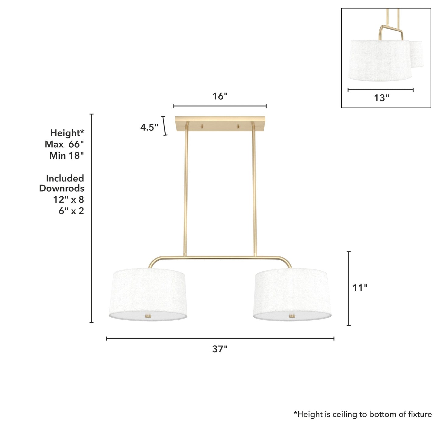 Hunter Cottage Hill 4-Light Alturas Gold Modern/Contemporary Drum LED Large Hanging Kitchen Island Light
