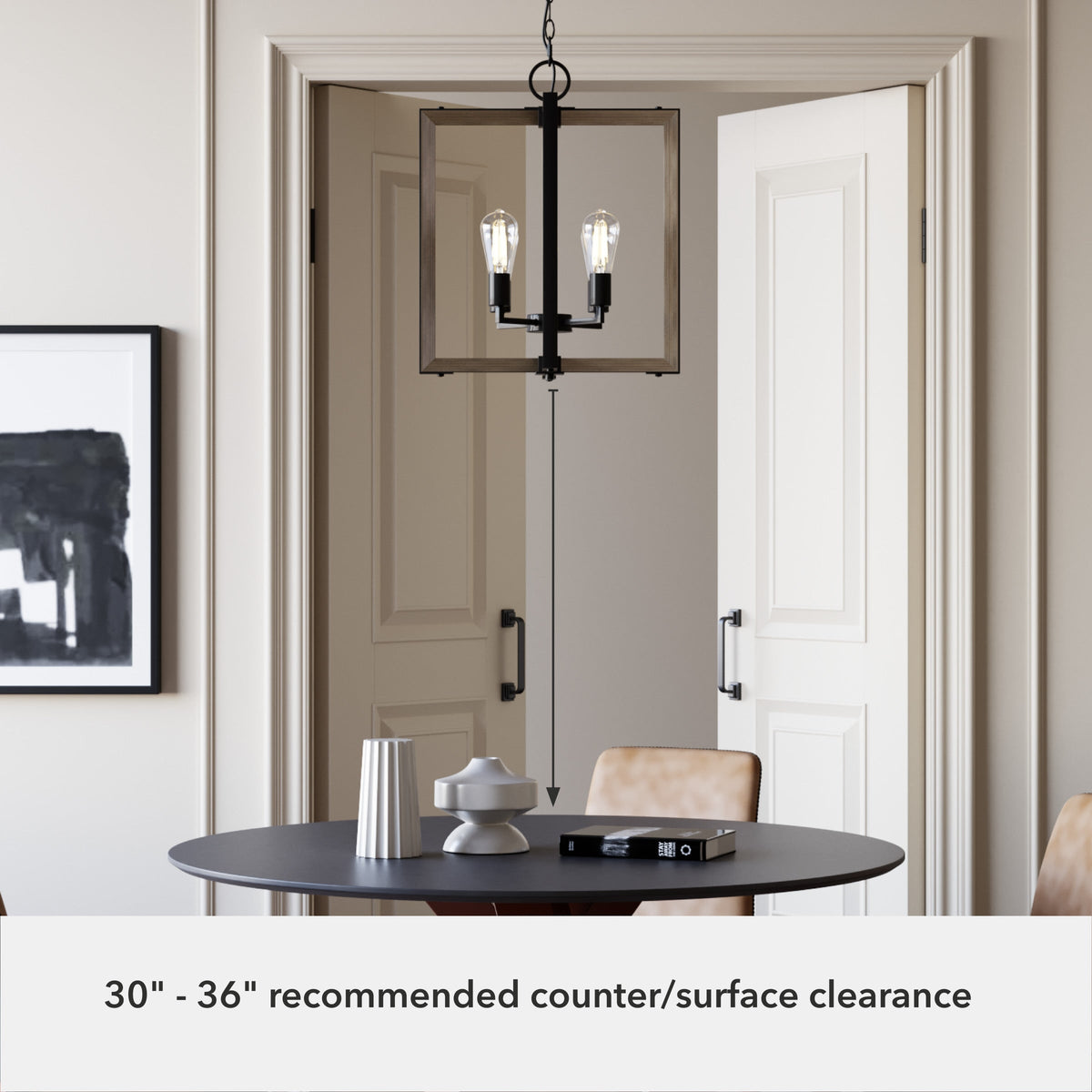 Hunter Woodburn 4-Light Noble Bronze Modern/Contemporary Square LED Medium Hanging Kitchen Island Light