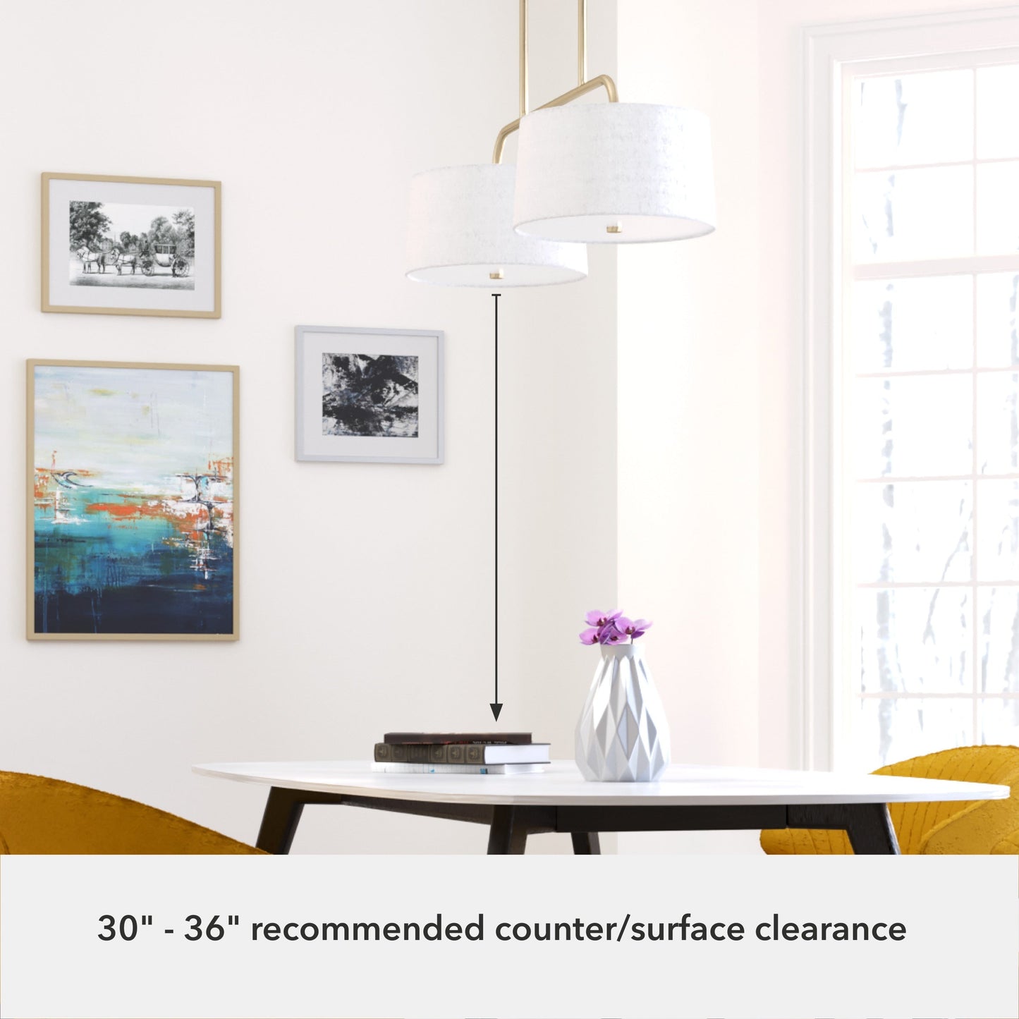 Hunter Cottage Hill 4-Light Alturas Gold Modern/Contemporary Drum LED Large Hanging Kitchen Island Light