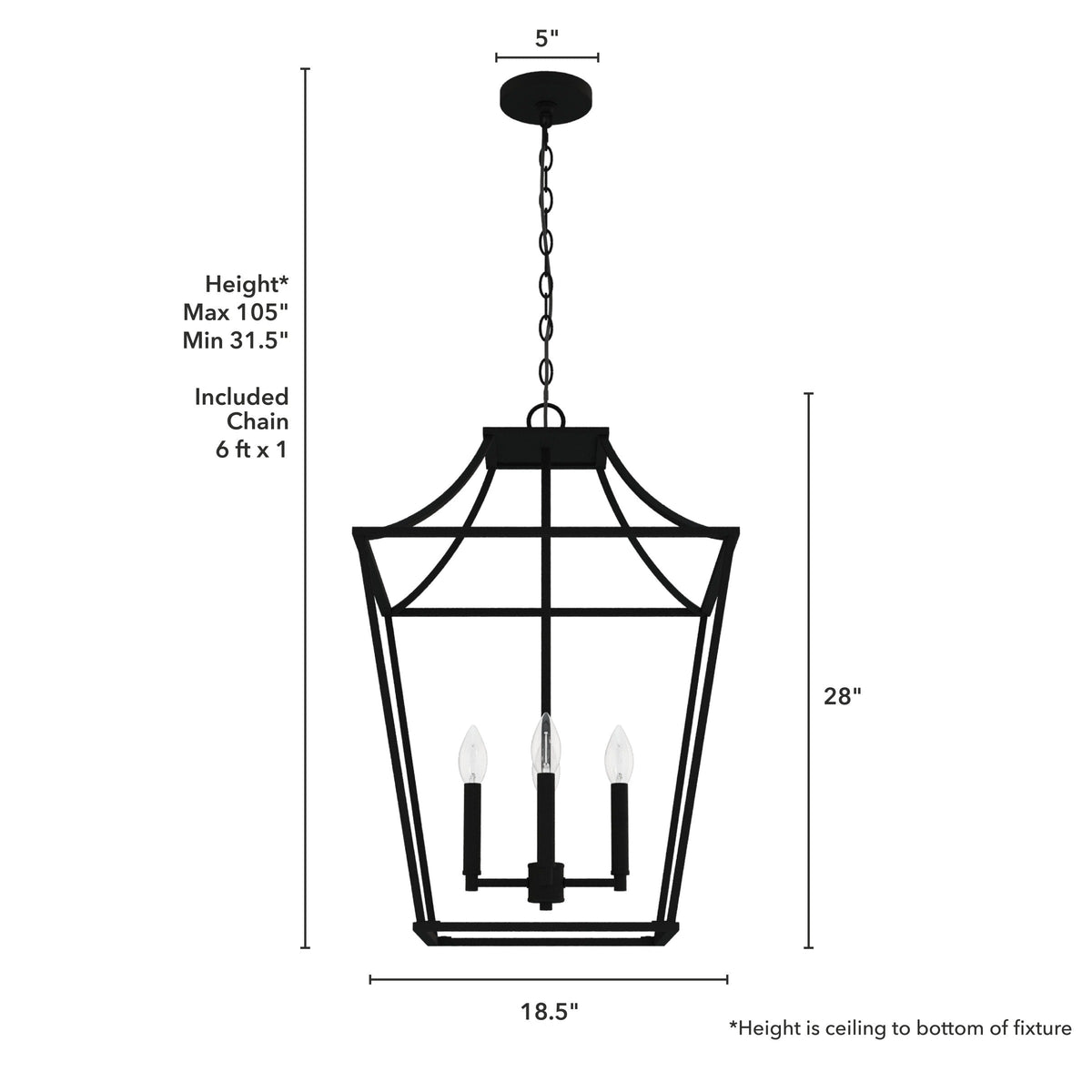 Hunter Laurel Ridge 4-Light Natural Iron Transitional Lantern LED Medium Hanging Kitchen Island Light