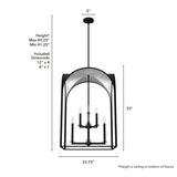 Hunter Dukestown 8-Light Natural Iron Transitional Lantern LED Large Hanging Kitchen Island Light