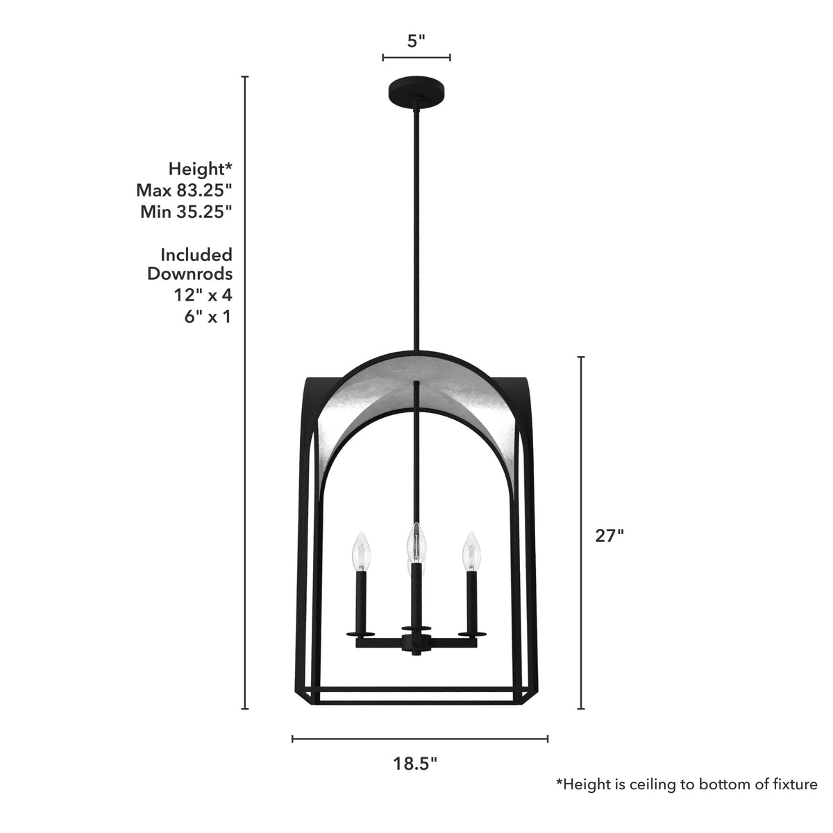 Hunter Dukestown 4-Light Natural Iron Transitional Lantern LED Medium Hanging Kitchen Island Light