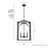 Hunter Dukestown 4-Light Natural Iron Transitional Lantern LED Medium Hanging Kitchen Island Light