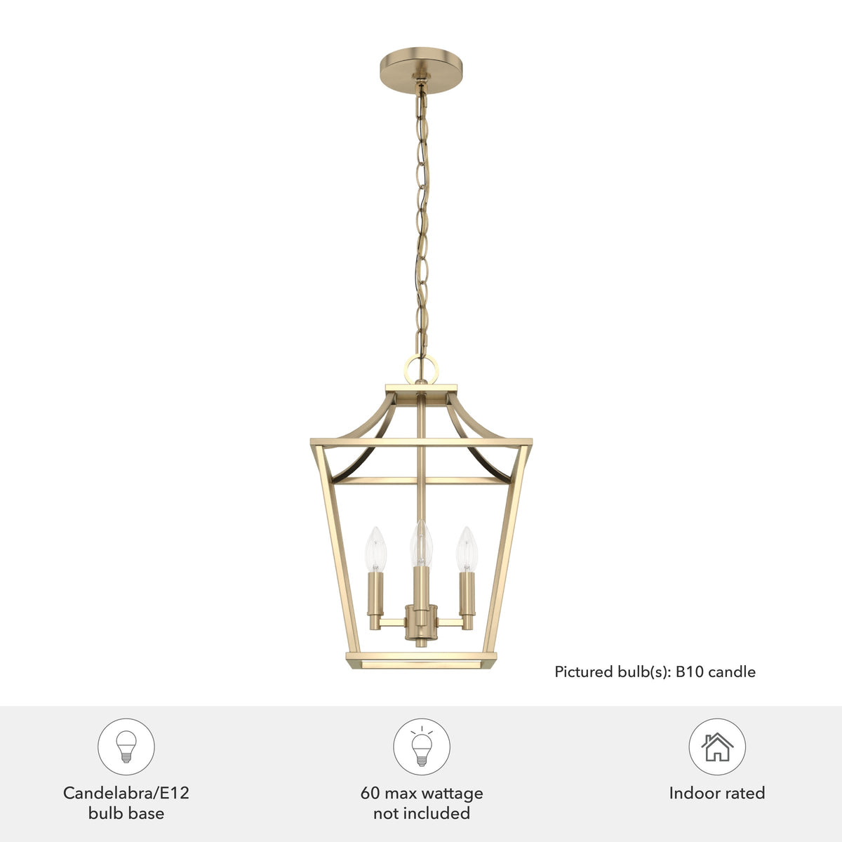 Hunter Laurel Ridge 4-Light Alturas Gold Transitional Lantern LED Medium Hanging Kitchen Island Light