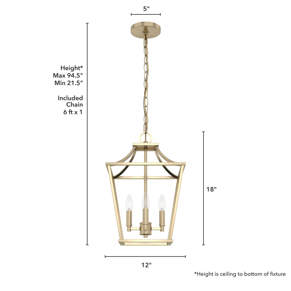 Hunter Laurel Ridge 4-Light Alturas Gold Transitional Lantern LED Medium Hanging Kitchen Island Light