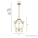 Hunter Laurel Ridge 4-Light Alturas Gold Transitional Lantern LED Medium Hanging Kitchen Island Light