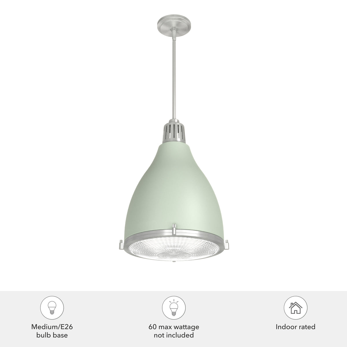 Hunter Bluff View 3-Light Soft Sage Transitional Clear Glass Dome LED Medium Hanging Pendant Light