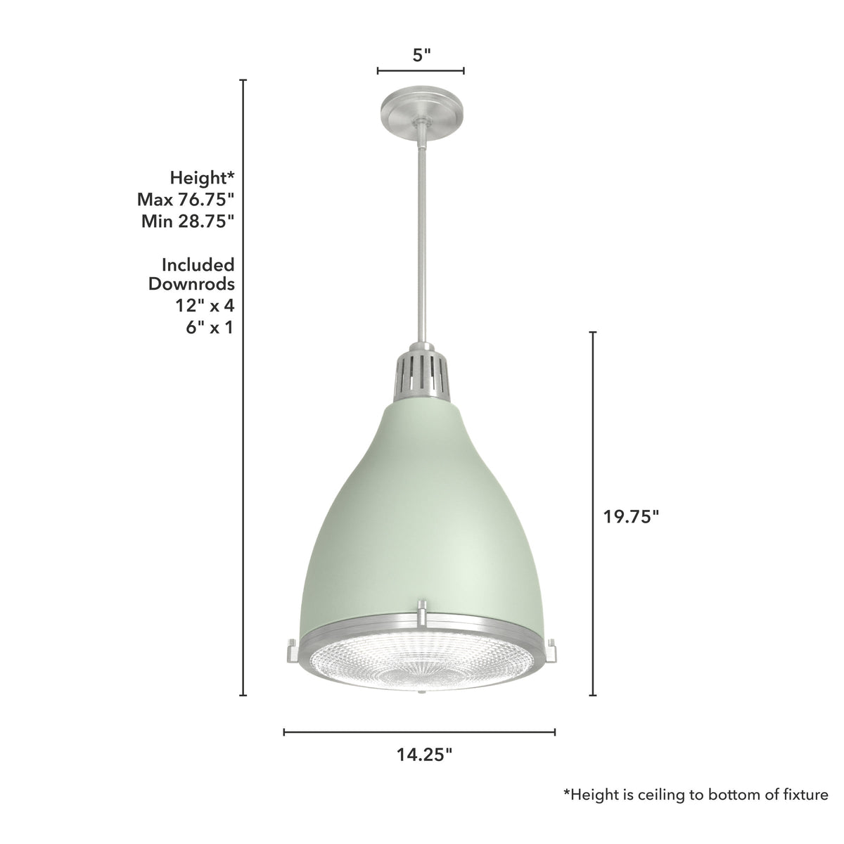 Hunter Bluff View 3-Light Soft Sage Transitional Clear Glass Dome LED Medium Hanging Pendant Light