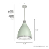 Hunter Bluff View 3-Light Soft Sage Transitional Clear Glass Dome LED Medium Hanging Pendant Light