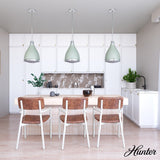 Hunter Bluff View 3-Light Soft Sage Transitional Clear Glass Dome LED Medium Hanging Pendant Light