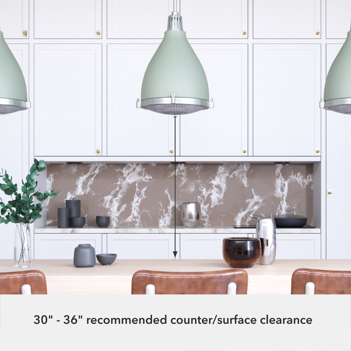 Hunter Bluff View 3-Light Soft Sage Transitional Clear Glass Dome LED Medium Hanging Pendant Light