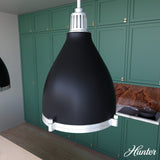 Hunter Bluff View 3-Light Flat Matte Black Transitional Clear Glass Dome LED Medium Hanging Kitchen Island Light